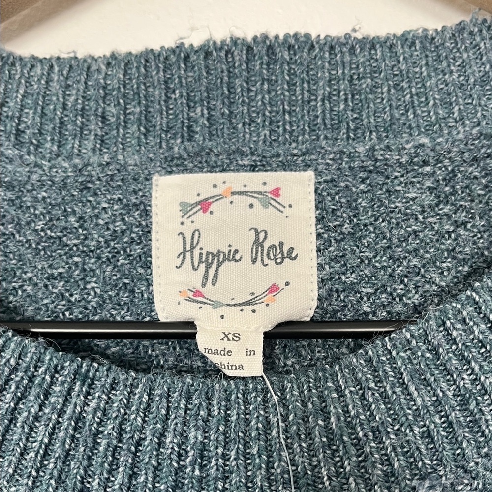 Hippie Rose Teal Crew Neck Sweater - Picture 3 of 8